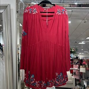 FREE PEOPLE Embroidered Women's Peasant Top